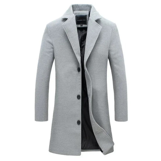 Men Woolen Coat - Mid length - New Korean Style